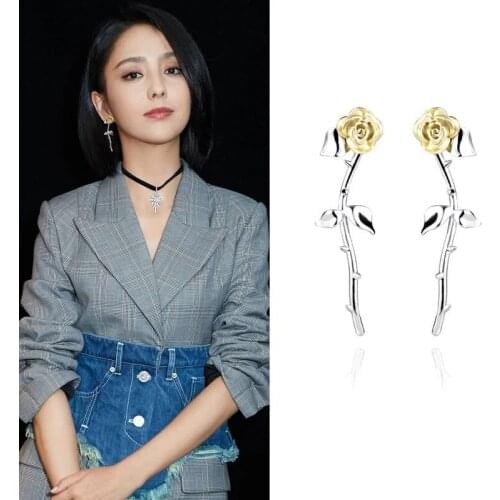 Rongho Romatic Rose flower Brincos Metal stud earrings for women Bijoux boucle d'oreille femme 2018