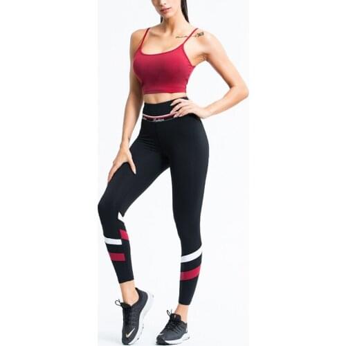 Top and Pants Women Yoga Sets Fitness High Waist Striped Gym Clothes Sports Running Suit Clothing Wear Red Black Sportwear