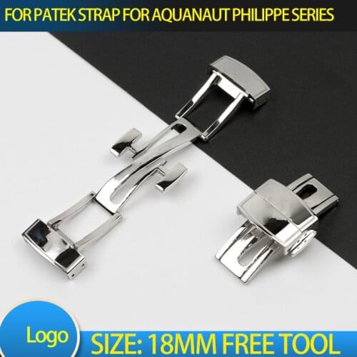 Top quality Stainless steel folding buckle 18mm for Rubber Watchband For Patek strap for Aquanaut Philippe series 5164a 5167a