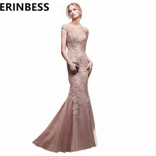 Vestido De Festa 2019 New Fashion Scoop Neck With Lace Appliues Prom Dresses Sexy Mermaid Prom Dress High Quality