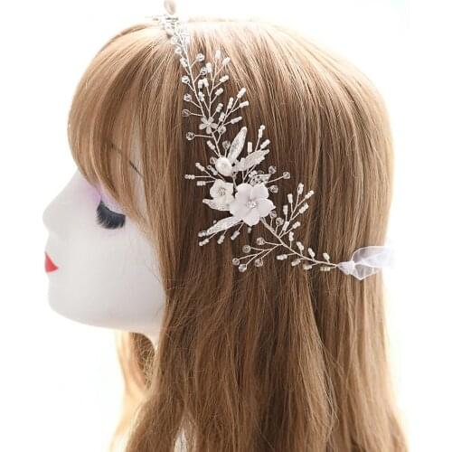 ZMHP344 Crystal Bridal Headwear Wedding Decorations Soft Clay Flowers Tiara Fascinator Hair Bands Hair Accessories for Women