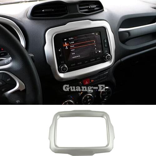 For Jeep Renegade 2017 2018 2019 2020 Garnish Cover Detector ABS Chrome Center Console Navigation Box Interior GPS Trims 1pcs
