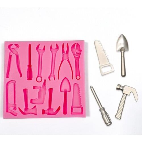 3D Wrench Repair Tools Mold Silicone Hammer Scissors Shape Cake Chocolate Mold DIY Sugar Dessert Decoration Kitchen Baking Tool