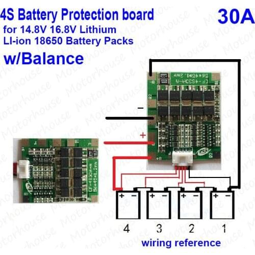 4S 30A 14.8V w/Balance Li-ion Lithium 18650 Battery PCM BMS Protection PCB Board Module