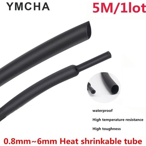 5 Meters/lot DIY For Home Black 2:1 Cable Sleeve 1mm 1.5mm 2mm 2.5mm 3mm 3.5mm 4mm 5mm 6mm Heat Shrink Tubing Tube