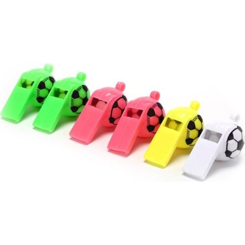 6PCS Soccer Football Whistle Cheerleading Toys Plastic Whistles Toys With Ropes Outdoor Survival Randomly Send