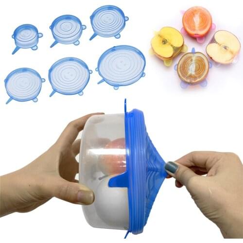 Silicone food fresh-keeping lids Reusable cover Cup Fruit Kitchen Tools Cookware Bowl Pot Cover Stretchable Food keep Fresh lids