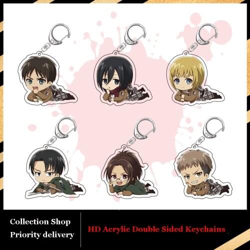 Attack on Titan Eren Jäger Mikasa Ackerman Rivaille HOT Anime Acrylic Charm Keychains Bags Pendant Keyring Toy Holiday Gifts