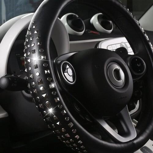 Car 38CM Rivet Steering Wheel Cover Decorative Protective Cover for Mercedes-Benz Smart 453 Fortwo Forfour