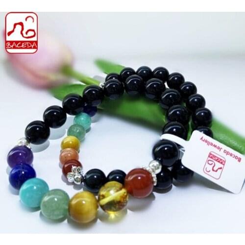 Baceda Nature Stone 7 Chakras Bracelet For Men and Women 16cm with Gift Box