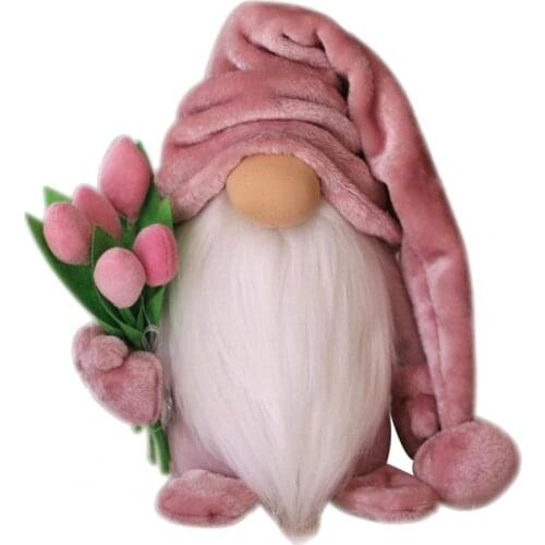 Faceless Doll Plush Decorative Ornament Fabric Mothers Day Tulip Plush Toy Figurine Miniatur for Mother Gifts