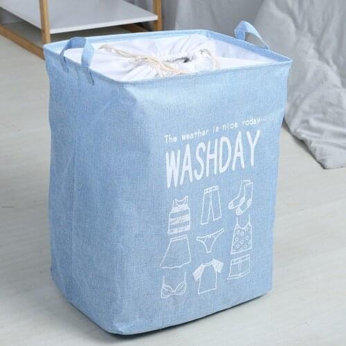 Large Imitation Linen Clothes Storage Basket Capacity Rectangular Fabric Cotton and Can Be Folded