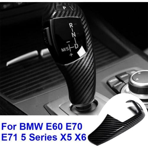 ABS Carbon Fiber Gear Shift Knob Cover Trim Left Hand Drive Car Interior Cover For BMW E60 E70 E71 5 Series X5 X6