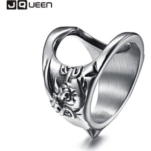 Rhino Head Self-defense Broken Window Screwdriver Bottle Opener Multifunctional Mens Irregular Titanium Steel Ring