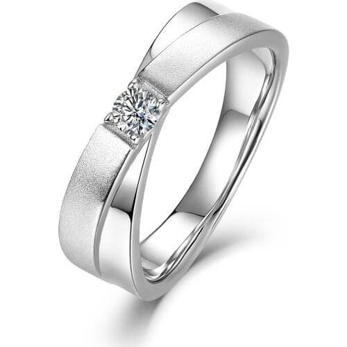 BOEYCJR 925 Sterling Silver D color 0.2ct 3.5mm Moissanite VVS Engagement Wedding Diamond Ring for Men