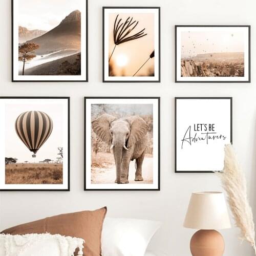 Elephant Giraffe Lion Mountain Reed Quote Wall Art Canvas Painting Nordic Posters And Prints Wall Pictures For Living Room Decor