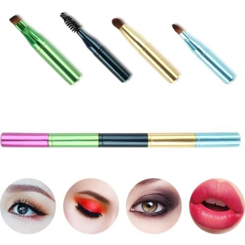 2019 Makeup Brush 4 in 1 Portable Connectable Lip Eyelash Eyeshadow Beauty Makeup Tools