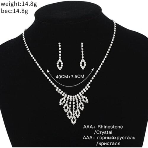 YFJEWE New design luxury female chain necklaces and earrings jewelry set rhinestone tassel water droplets shape the bride #N216