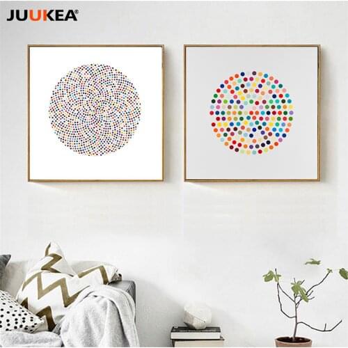 Modern Nordic Artist Creative Design Color Dots Canvas Art Print Painting Poster, Wall Picture For Living Room, Home Decor