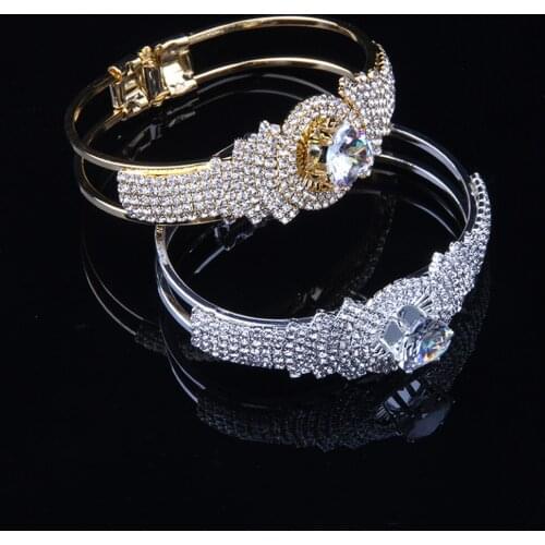 Fashion jewelry bracelet female rhinestone crystal open bracelet high-end exquisite birthday outdoor party bride wedding gift