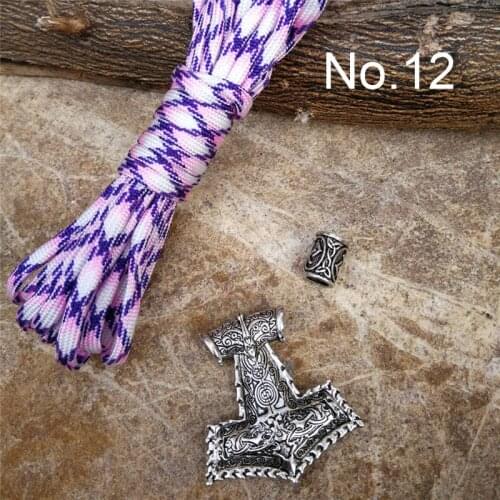 Norse Viking Runes Beads Pendant Paracord Diy Set Braided Bracelet Men Bracelets Thor Hammer Rope Bangles for Men Jewelry Gifts