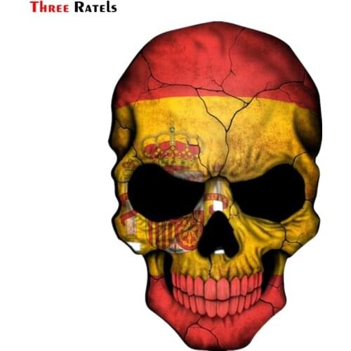 Three Ratels FC190 SKULL FLAG SPANISH PVC Cool Stickers For Kids Children Luggage Notebook Laptop Sticker Bomb Car-Styling