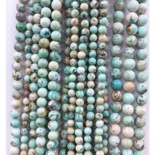 Undyed (1 Strands/Set) Rare Amazing 6/8/10MM Natural Peru Turquoise Ore Beads Stone For Jewelry Making Design DIY Gemstone