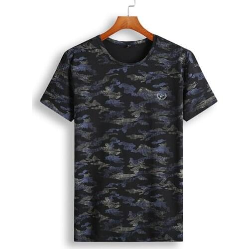New High Quality Summer Men Short Sleeve Fashion Casual Camouflage Printing O-neck Print Knitted Tshirt Plus Size M-6XL 7XL 8XL