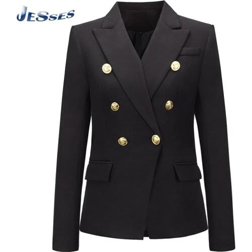 New Black Pink Blue White Blazers For Lady Formal Office Double Breasted Button Coat Women High Quality Oversize Blazer Dropship