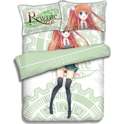 New Anime Cartoon Rewrite Ohtori Chihaya Quilt Cover Soft Printed Bedding Set With Pillow Cases Bed Sheet Duvet Cover Set