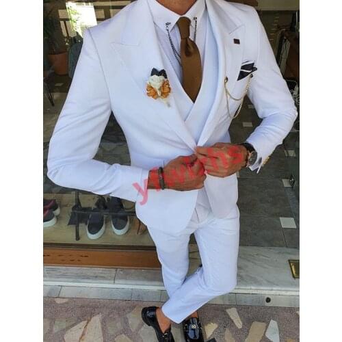 New Arrival One Button Groomsmen Peak Lapel Groom Tuxedos Men Suits Wedding/Prom Best Blazer ( Jacket+Pants+Vest+Tie) C275
