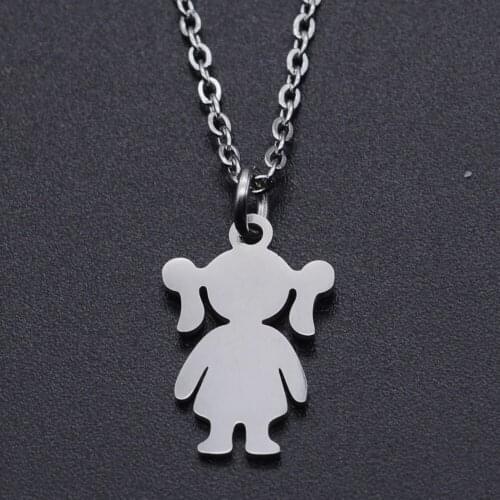 Family Girl Boy Mom Stainless Steel Charm Necklace for Women Accept OEM Order Wholesale Dainty Steel Necklaces