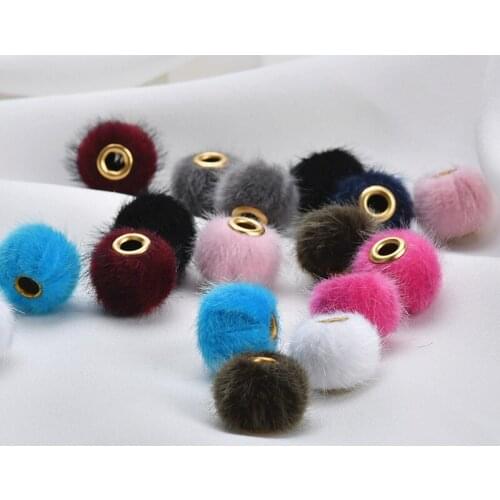Wholesale 50pcs/Lot 16MM Big Hole Wool Felt Velvet Jewelry Spacer Beads DIY Ornament Accessoreis Round Jewelry Loose Beads