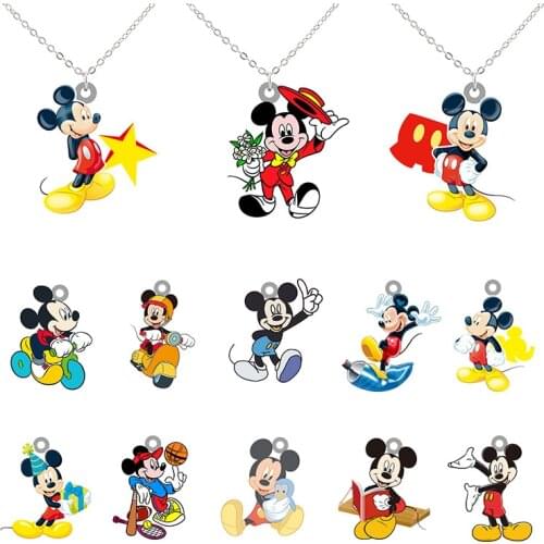 Disney Mickey Singing And Dancing Necklace Epoxy Resin Animation Character Pendant Accessories Necklace Fashion Jewelry