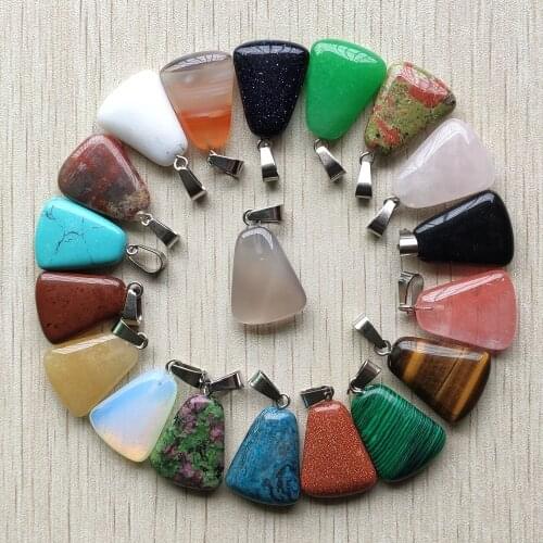 Fashion natural stone mixed ladder-shaped pendulum pendants charms for jewelry making 50pcs/lot wholesale free shipping