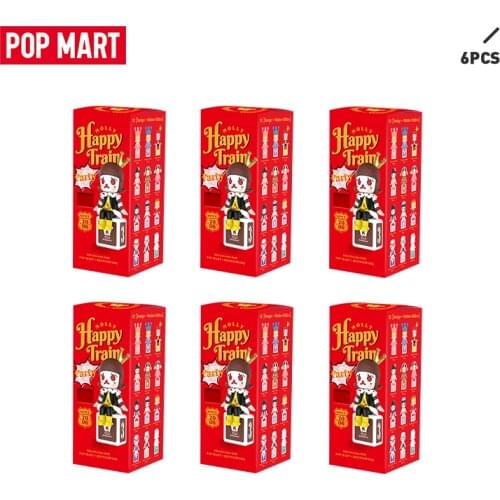 POPMART 6PCS SALE Promotion Molly Happy train party series Blind Box Doll Binary Action Figure Birthday Gift Kid Toy