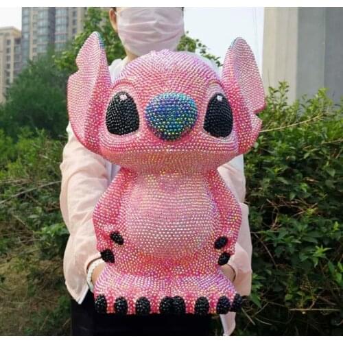 Pink diamond big diamond piggy bank Stitch cracker Piggy bank coin saving box