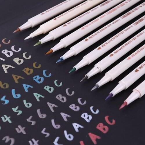 1 PCS Mark Pen Decorative Soft Brush Graffiti Album Paint Pen Metallic Pearl Color Drawing Pen 10Colors