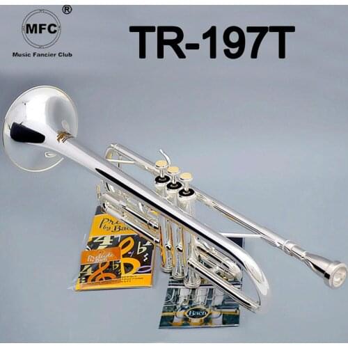 Music Fancier Club Professional Bb Trumpet TR-197T Silver Plated Musical Instrument Trumpet TR197T With Case Mouthpiece