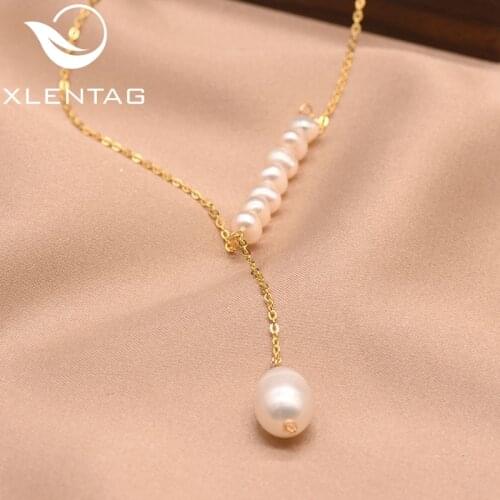 XlentAg Original 925 Sterling Silver Natural Fresh Water Pearl Handmade Pendant Necklace For Women Fine Jewelry Choker GN0094
