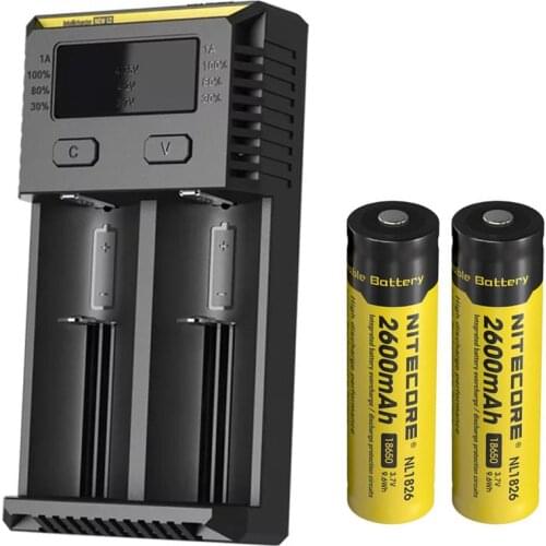 NITECORE NEW I2 battery Charger + NITECORE Batteries 3500mAh 3200mAh 2600mAh 2300mAh 14500 NL166 RCR123 li-ion battery