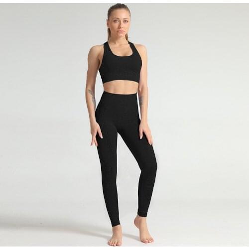 Yoga Outfits for Women 2Pcs Sleeveless Shirt High Waist Seamless Leggings Mesh Sets Fitness Gym Clothes Sportswear Workout NT017