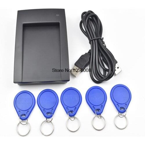 1pcs/Lot Access Control 125Khz USB RFID ID EM Card/Keyfobs Reader+5pcs TK4100 EM4100 Keychain