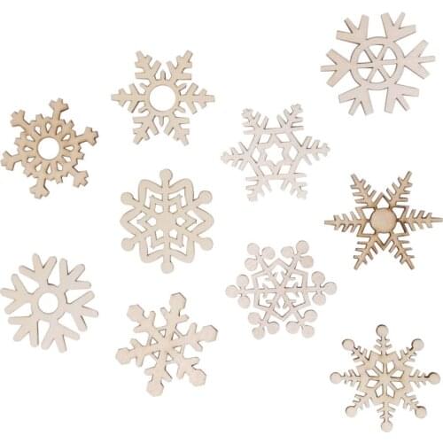 10x Wooden Snowflake Cutout Embellishments Home Party Ornament Xmas Gift Tag