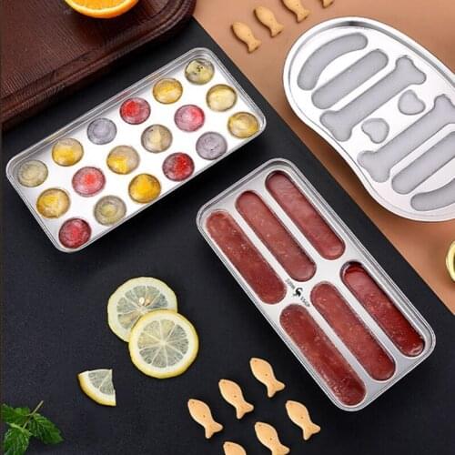 Stainless Steel Food Grade Round Ice Ball Tray Spheres Oval Ice Cube Mold Maker with Lid for Party Cocktail Whiskey Tool