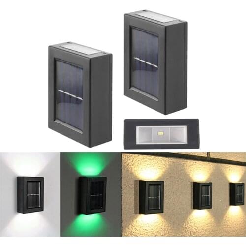 2LEDs Solar Lamps Solar Garden Outdoor Waterproof Wall Light Up And Down Garden Decorative Wall Lamp Street Home Stair Light