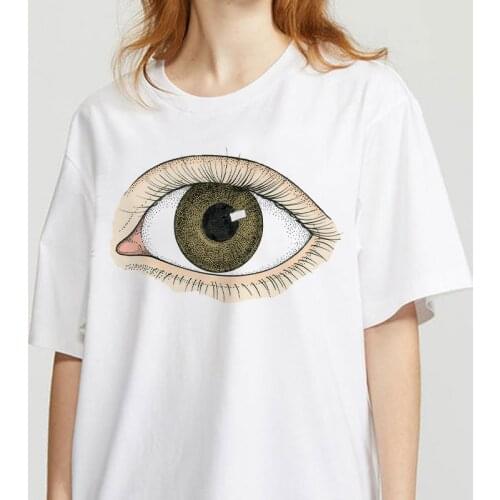 2021 Summer New Style Fashion eyelash Graphic T Shirt Women Eye shadow Grunge T-shirt Ullzang Top Tee Female ropa mujer