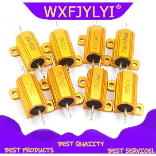 25W Aluminum Power Metal Shell Case Wirewound Resistor 0.01 ~ 30K 0.05 0.1 0.5 1 2 3 5 6 8 10 20 100 150 200 300 500 1K 10K ohm