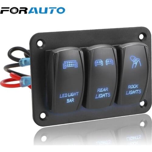 3 Gang Rocker Switch Panel 12V 24V Control Panel Toggle Switch LED Light ON/Off For Auto Car Marine ATV UTV IP65 waterproof