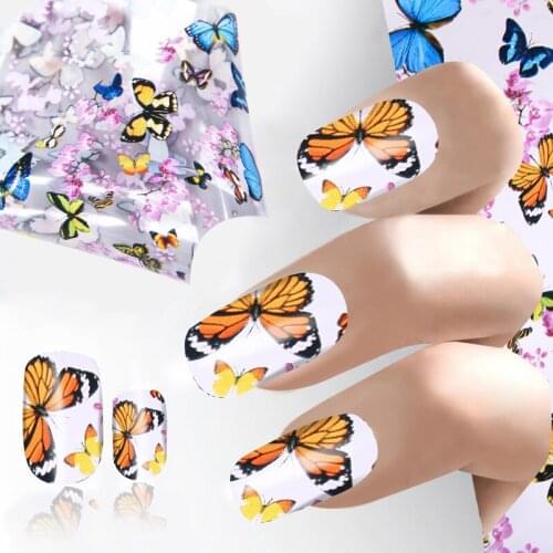 4*100cm Nail Foil Colorful Flying Butterflies Begonia Flower Design Transfer Foil Sliders For Nail Art Decoration Nail Sticker
